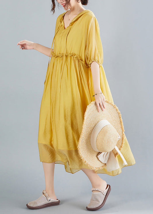 Yellow V Neck Patchwork Maxi Dress Summer Ly0667