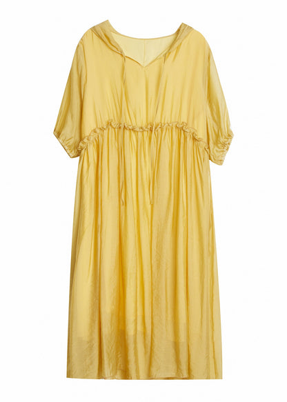 Yellow V Neck Patchwork Maxi Dress Summer Ly0667