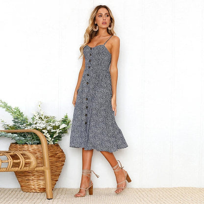 Suspender Small V-neck Tie Midi Dresses