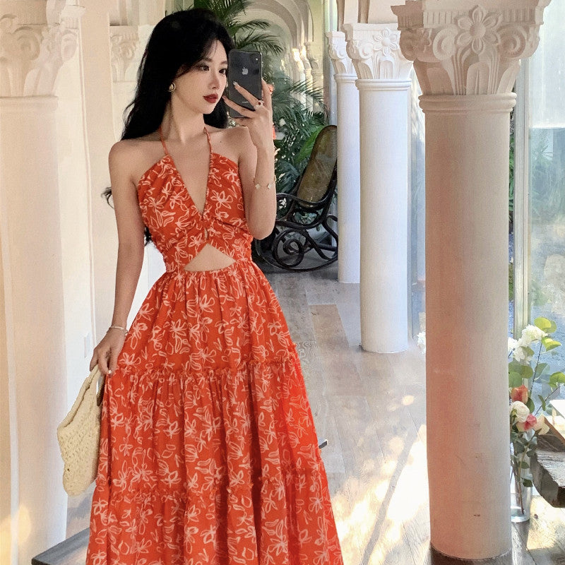 Halter Maxi Dress Exotic Vacation Look