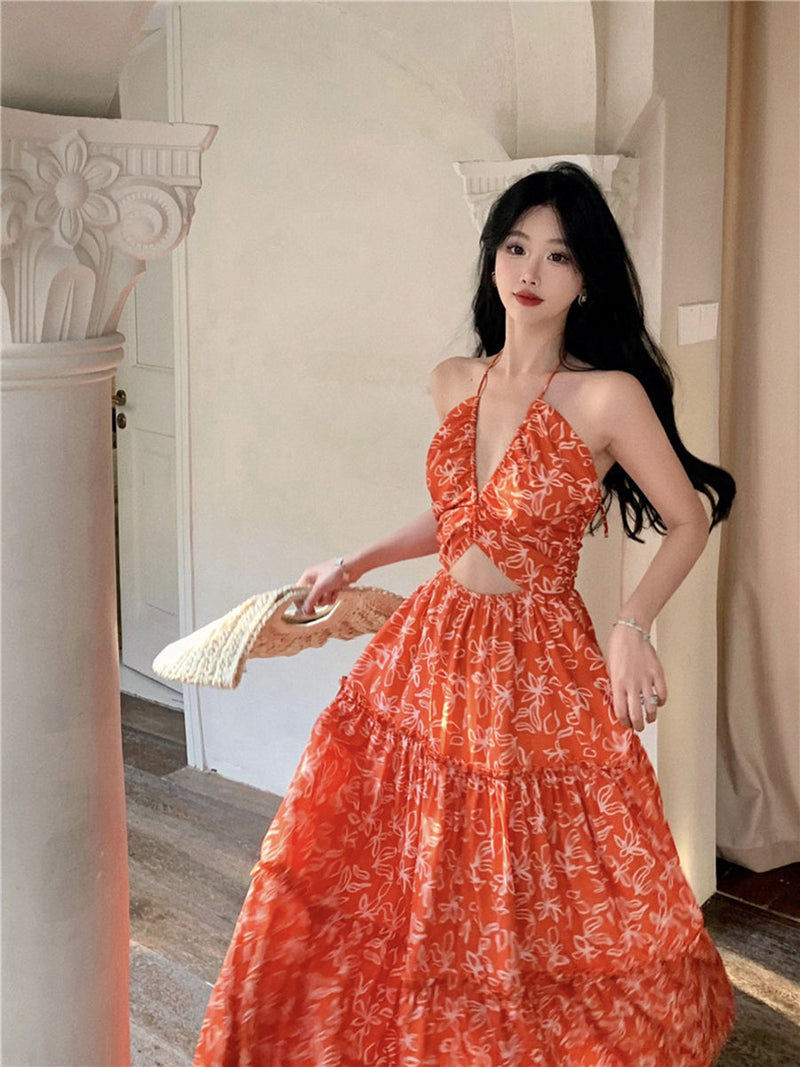 Halter Maxi Dress Exotic Vacation Look