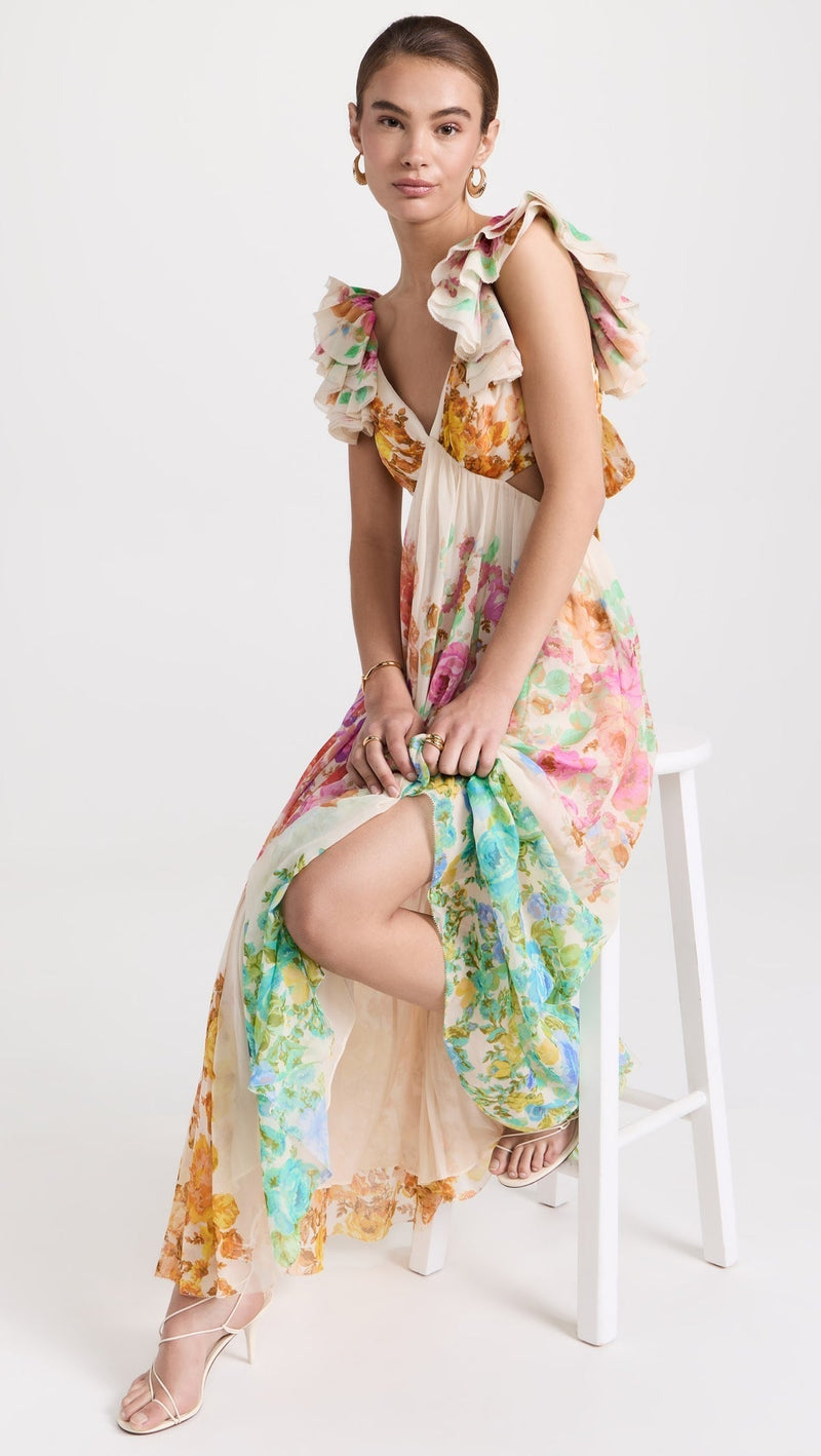 Maya | Blossom Ruffle Midi Dress