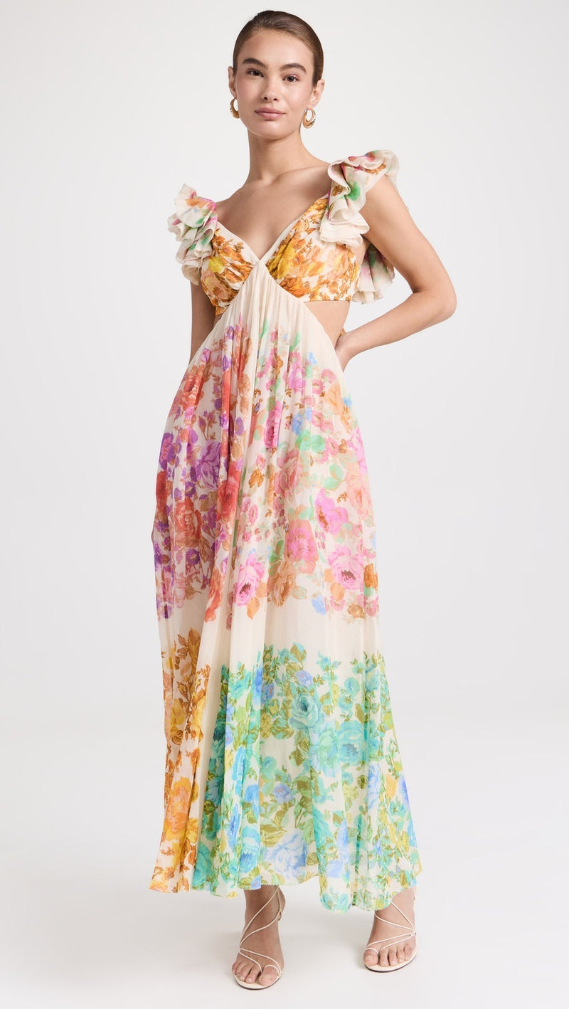 Maya | Blossom Ruffle Midi Dress