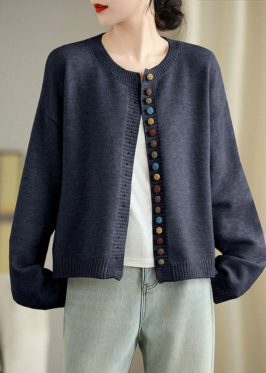 Dull Grey Colorful Buttons Knit Cardigans Spring Tm020