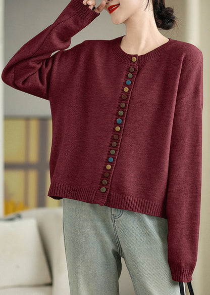 Dull Grey Colorful Buttons Knit Cardigans Spring Tm020