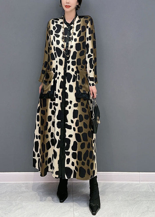 Oversized Leopard Print Silk Long Dress Spring Ly1598