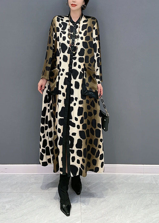 Oversized Leopard Print Silk Long Dress Spring Ly1598