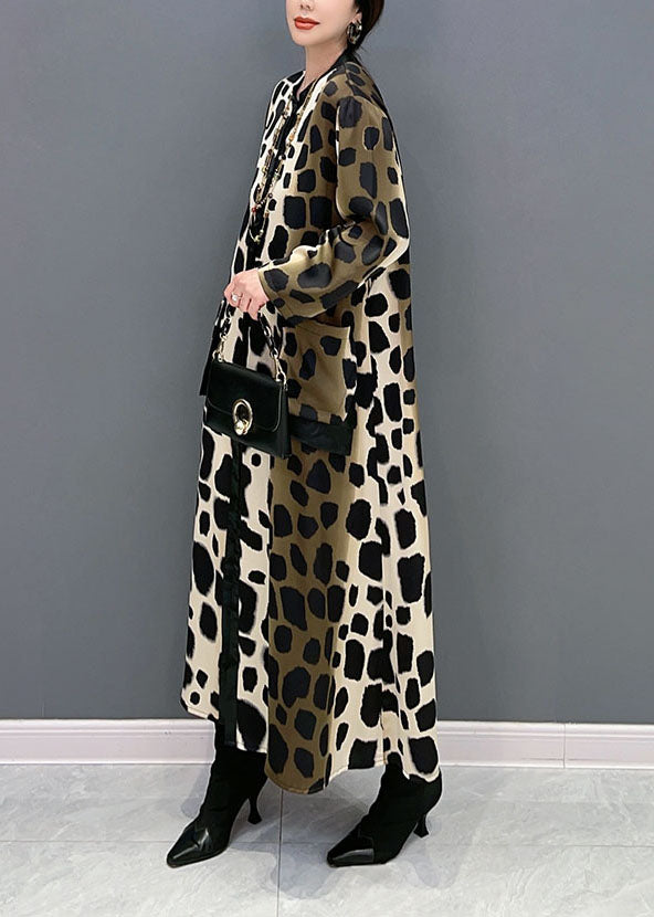 Oversized Leopard Print Silk Long Dress Spring Ly1598