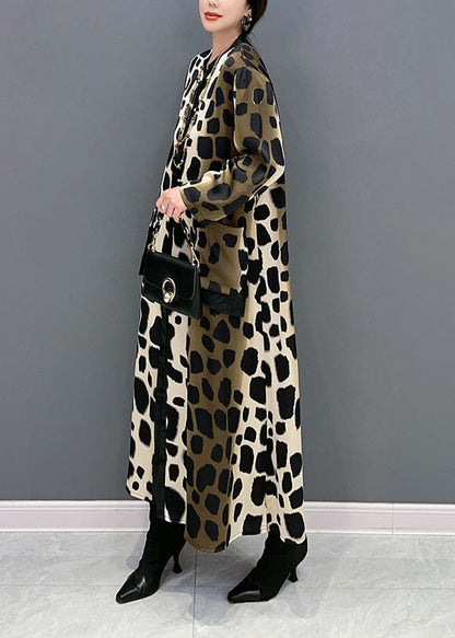 Oversized Leopard Print Silk Long Dress Spring Ly1598