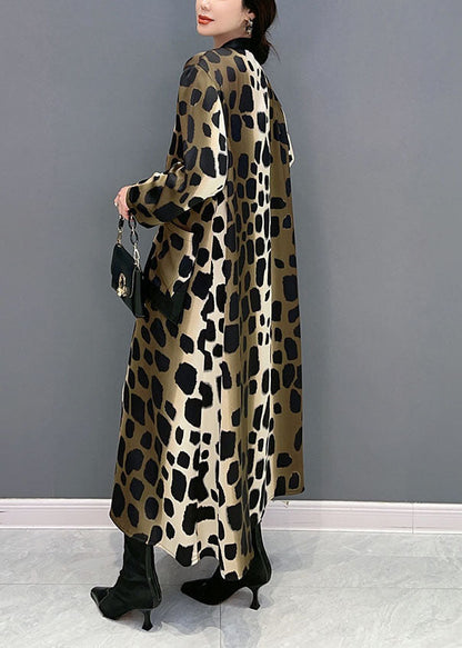 Oversized Leopard Print Silk Long Dress Spring Ly1598
