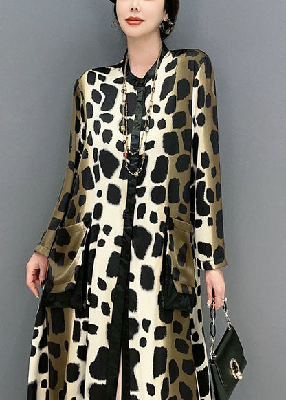 Oversized Leopard Print Silk Long Dress Spring Ly1598