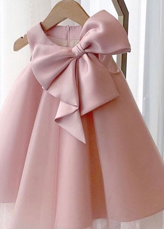 Pink Bow Patchwork Tulle Maxi Dress Summer Ys028
