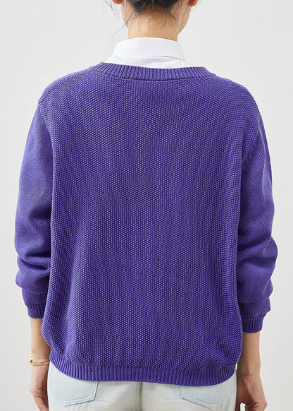 Purple Embroidered Knit Cardigans Spring Yu1041