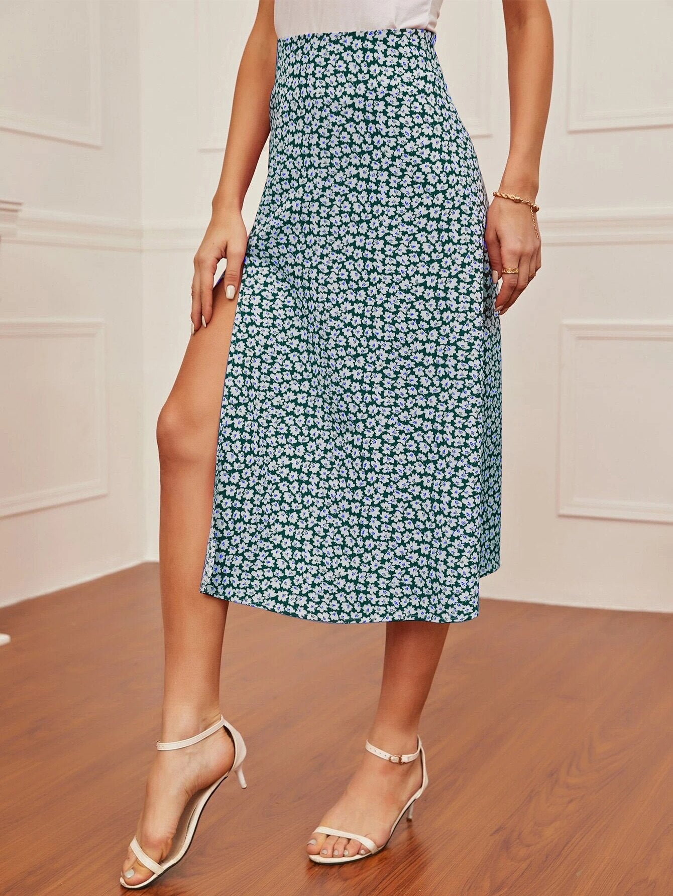 Split Print Skirt
