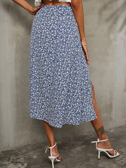 Split Print Skirt