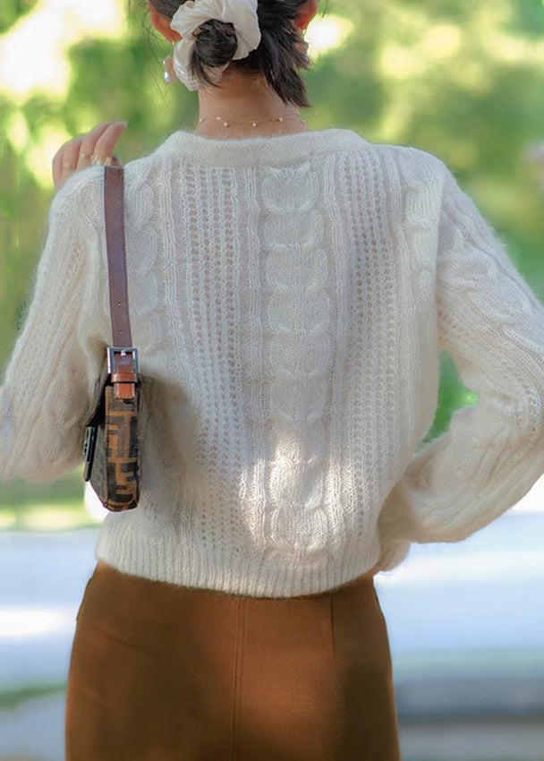 Yellow Button Hollow Out Patchwork Knit Cardigan Fall Tu034