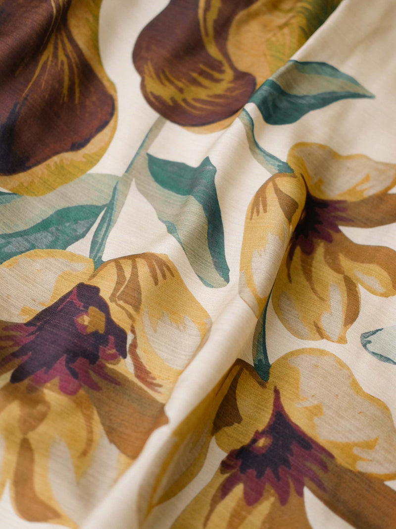 Hand—drawn Botanical Motifs Maxi Dress