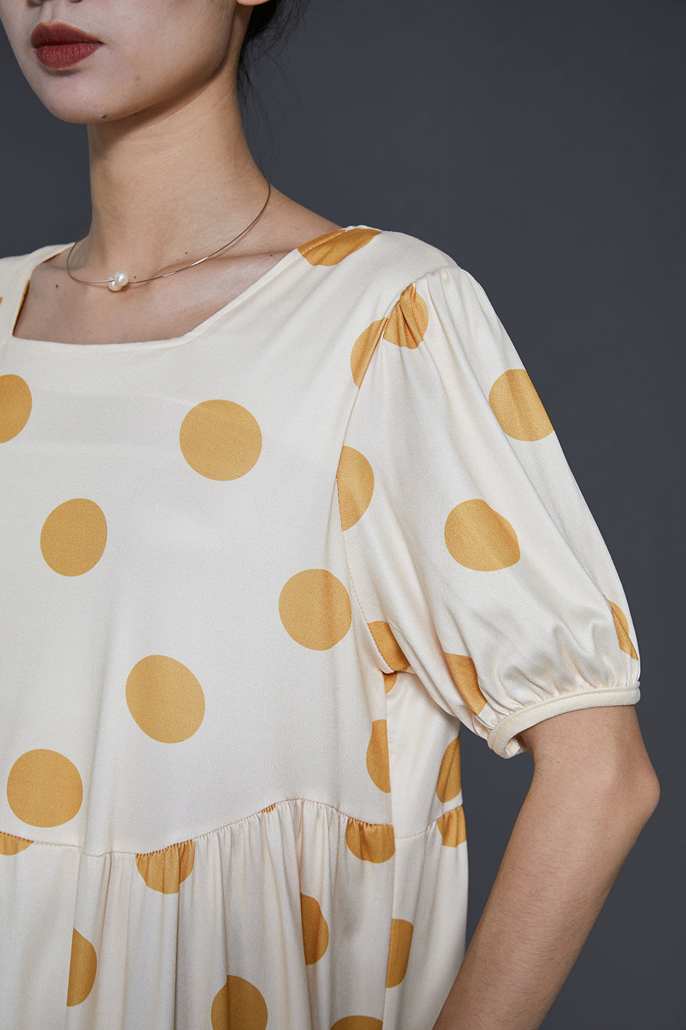 Boutique Beige Square Collar Print Cotton Long Dresses Summer Sd1012