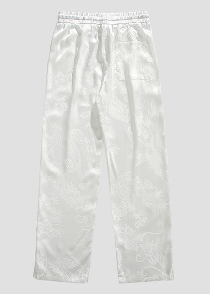 Boutique Black Pockets Jacquard Ice Silk Pants Summer Yt031