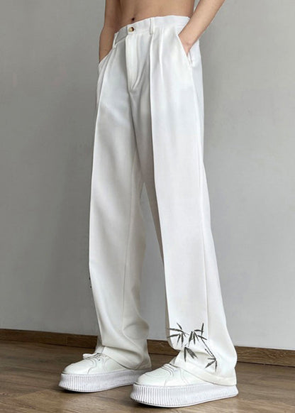 Boutique Black Pockets Print Ice Silk Pants Long Summer Yt060