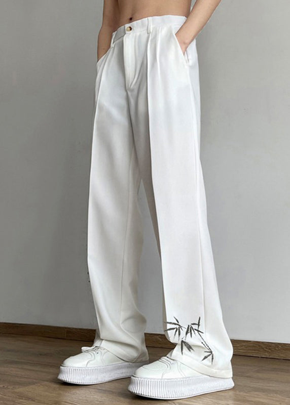 Boutique Black Pockets Print Ice Silk Pants Long Summer Yt060