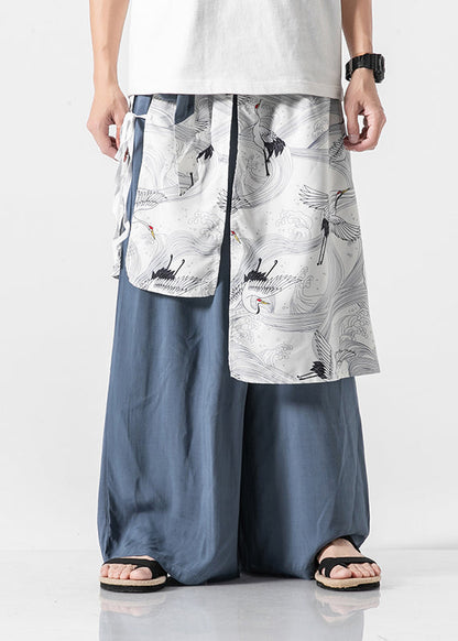Boutique Black Pockets Print Patchwork Cotton Pants Skirt Summer Sa058