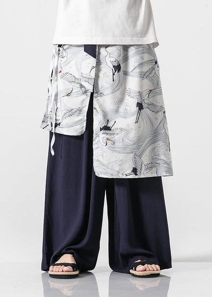 Boutique Black Pockets Print Patchwork Cotton Pants Skirt Summer Sa058