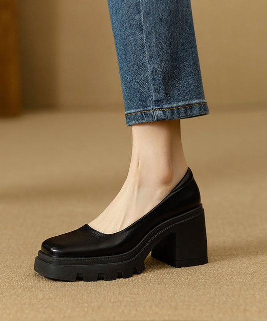 Shoes Heel Black Comfortable Splicing Boutique Chunky