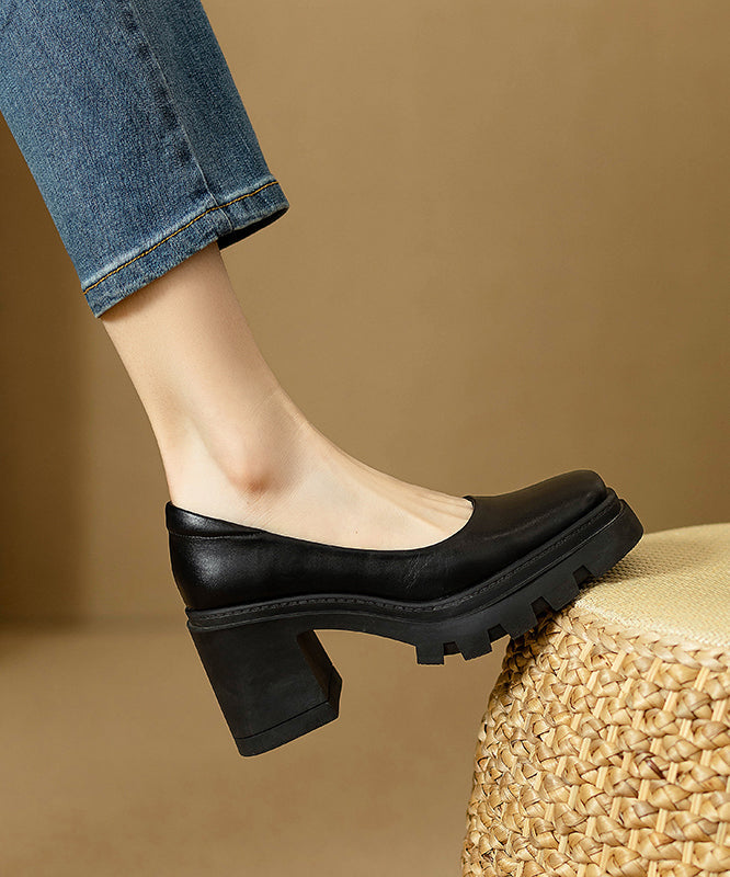 Shoes Heel Black Comfortable Splicing Boutique Chunky