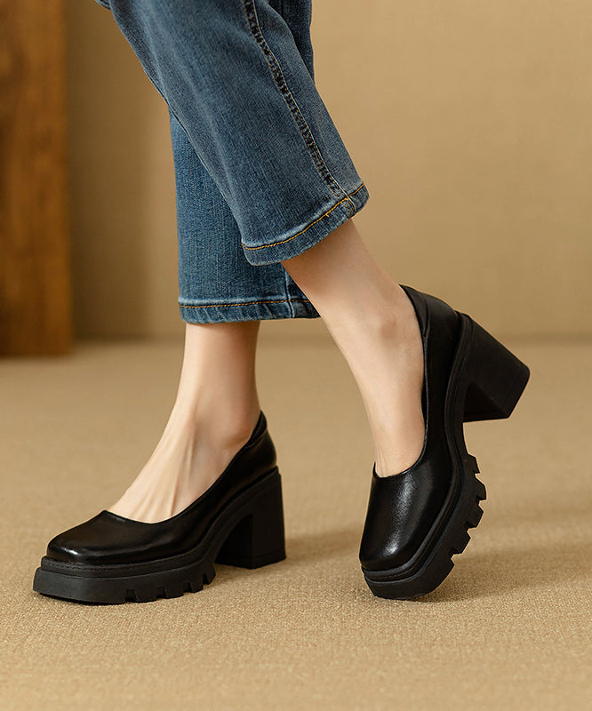 Shoes Heel Black Comfortable Splicing Boutique Chunky