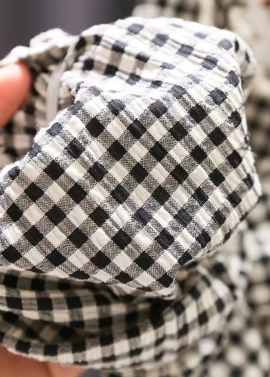Boutique Black White Plaid Applique Kids Lantern Pants Tv003