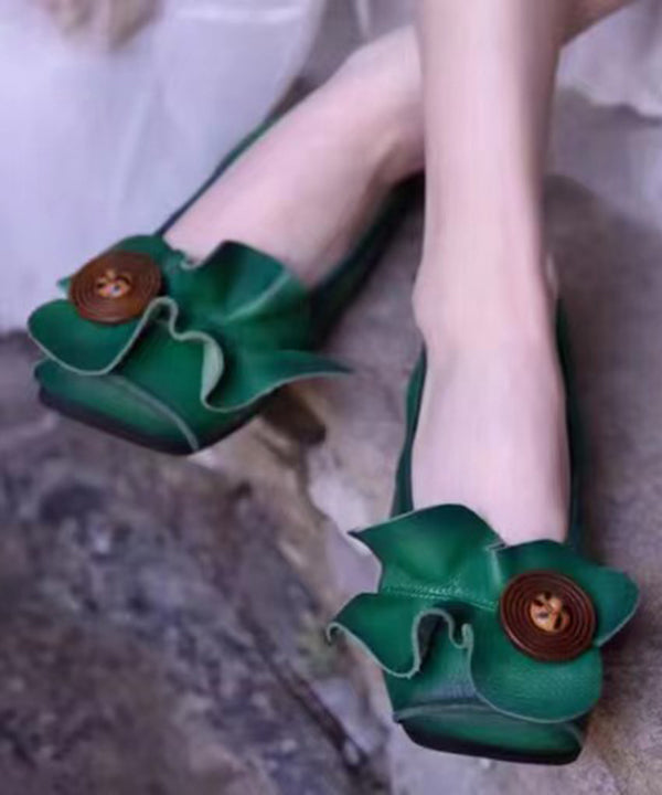 Boutique Brown Cowhide Leather Flat Shoes Splicing Ruffled Ag1014