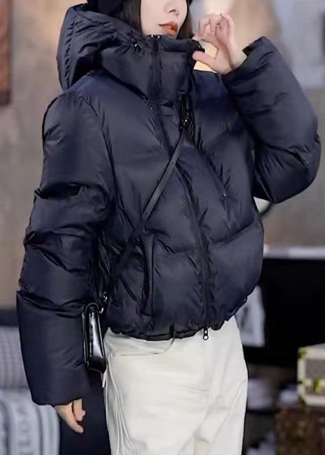 Boutique Coffee Hooded Pockets Duck Down Short Coat Winter Td041