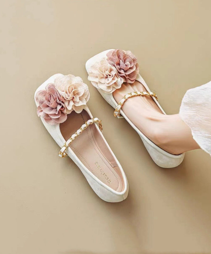 Boutique Comfortable Splicing Beige Flats Shoes Aa031