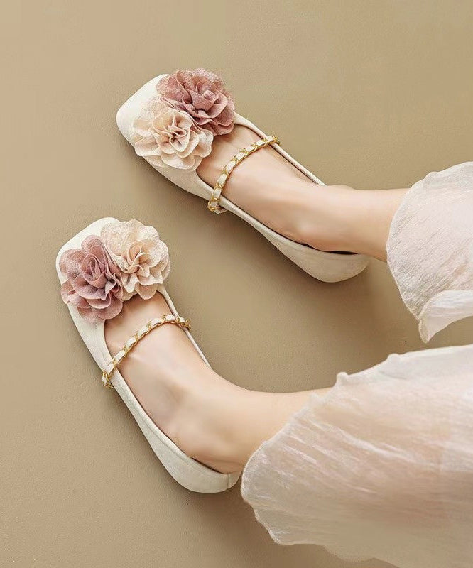 Boutique Comfortable Splicing Beige Flats Shoes Aa031