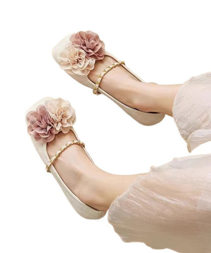 Boutique Comfortable Splicing Beige Flats Shoes Aa031