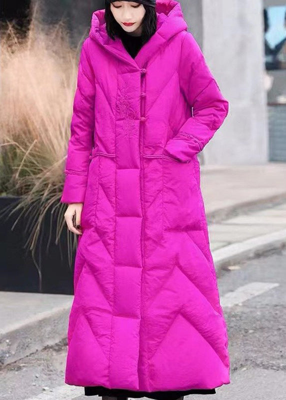 Boutique Green Embroidered Hoodies Duck Down Puffers Coat Winter Ti022