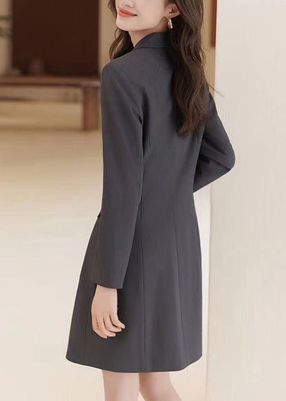 Boutique Grey Double Breast Silm Fit Coat Dresses Spring Yj060