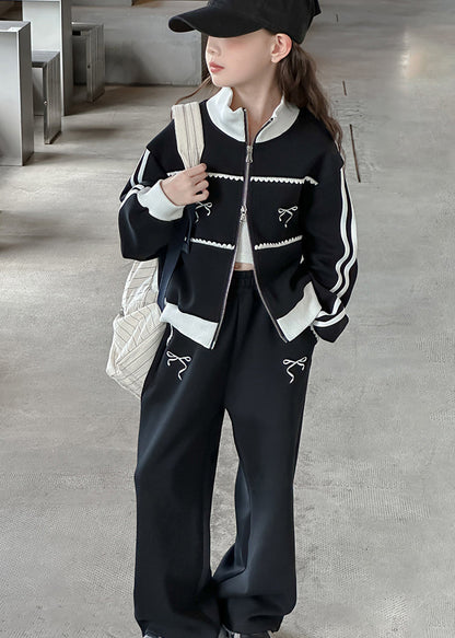 Boutique Grey Stand Collar Patchwork Coats and Wide Leg Pants Two Pieces Sets Spring Tr023