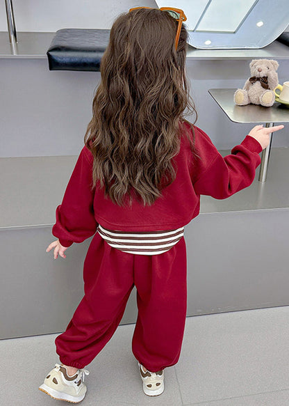 Boutique Mulberry O-neck Print Sweatshirt and Pants Two Piece Set Spring Tr020