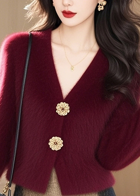 Boutique Mulberry V Neck Button Cotton Knit Cardigans Spring To029