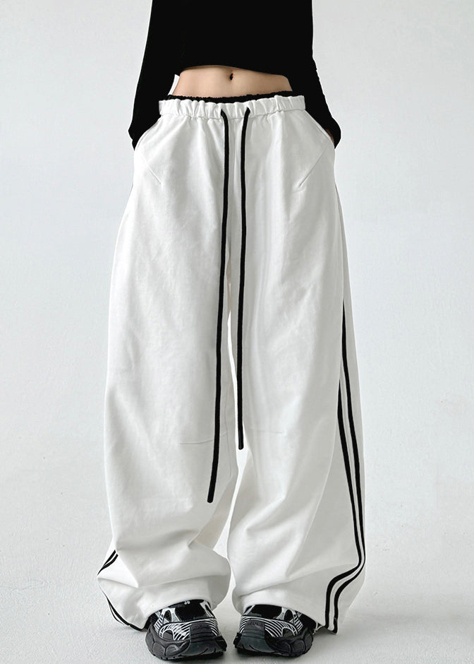 Boutique Navy Blue Drawstring Elastic Waist Wide Leg Pants Spring Ta051