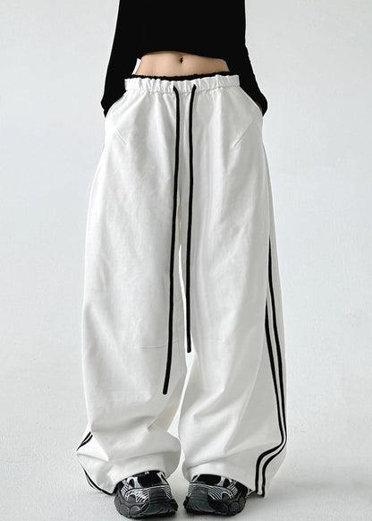 Boutique Navy Blue Drawstring Elastic Waist Wide Leg Pants Spring Ta051