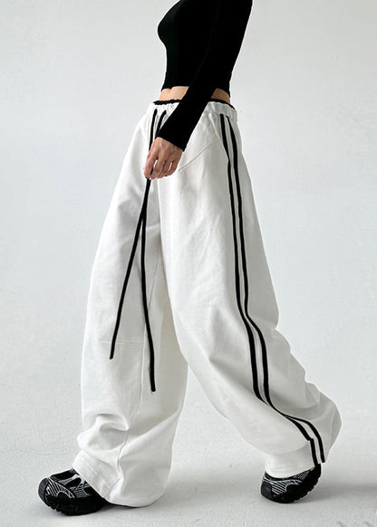 Boutique Navy Blue Drawstring Elastic Waist Wide Leg Pants Spring Ta051