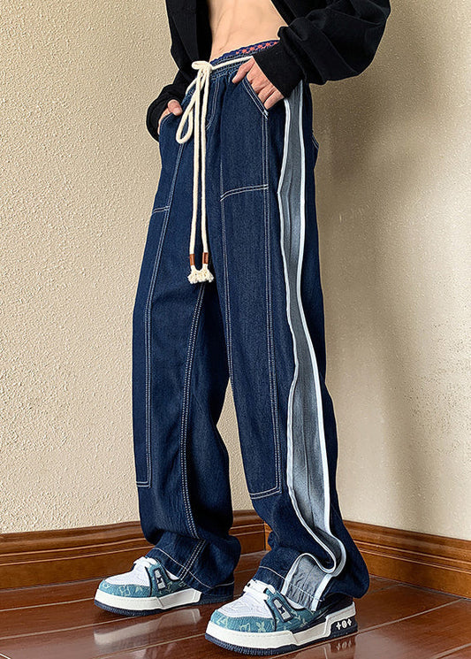 Denim Apparel Pants Boutique Oversized Patchwork Spring Navy