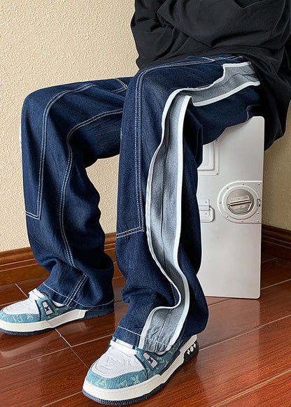 Denim Apparel Pants Boutique Oversized Patchwork Spring Navy