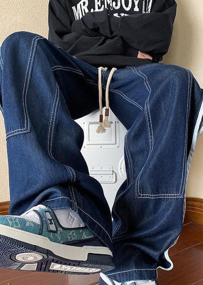 Denim Apparel Pants Boutique Oversized Patchwork Spring Navy