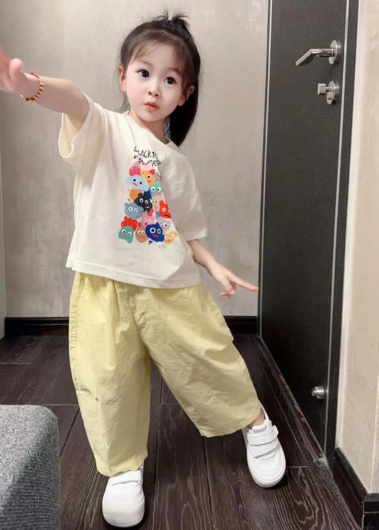 Boutique O-neck Kids Top and Pants Two Pieces Set Summer Yu1084