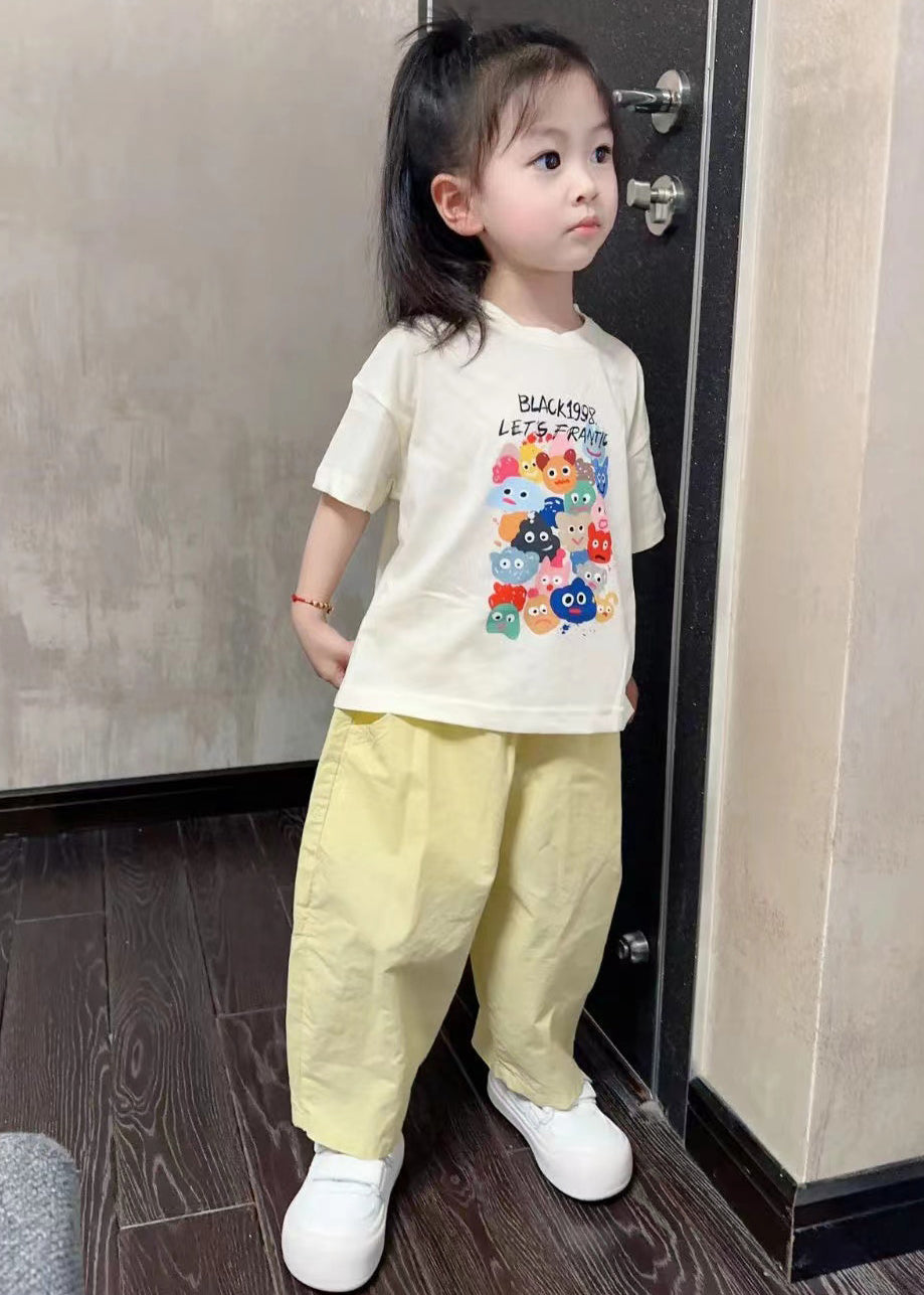 Boutique O-neck Kids Top and Pants Two Pieces Set Summer Yu1084