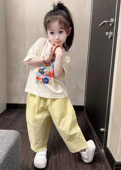 Boutique O-neck Kids Top and Pants Two Pieces Set Summer Yu1084